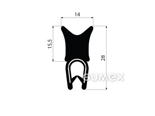 GUMMIPROFIL PIRELI U-FORM MIT OBERER DICHTUNG - DICHTUNG MIT ARMIERUNG - PVC